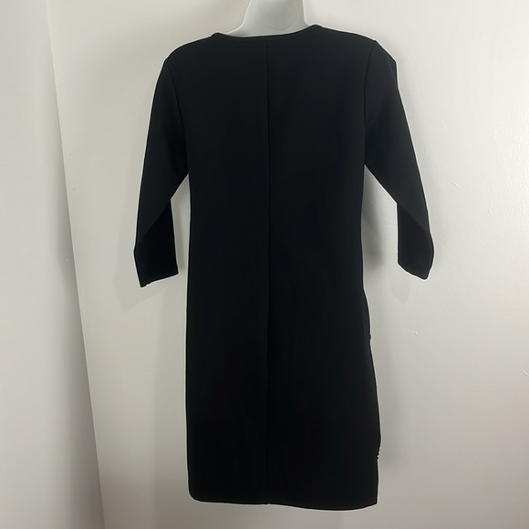 Nicole Benisti Ruched Black Faux Leather and Mesh Bodycon Dress - Picture 6 of 11